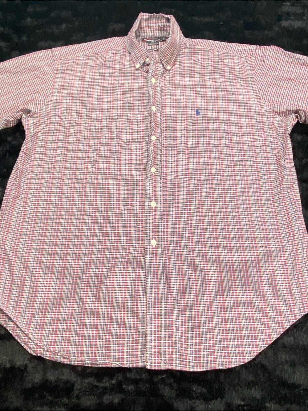 Ralph Lauren Men's Red and Blue Plaid Button-Down Shirt